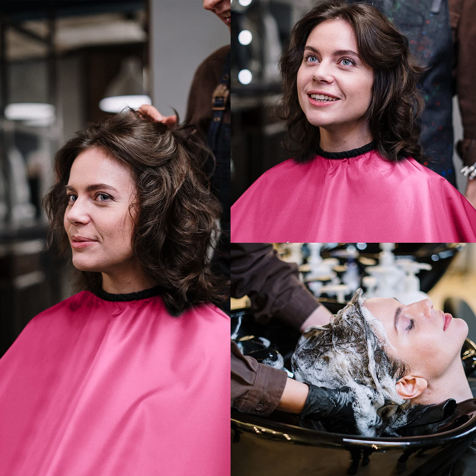 Geyoga short makeup cape pink barber-studio use protects clothing during styling.