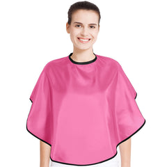 Geyoga short makeup cape pink front view provides protective coverage during makeup sessions.