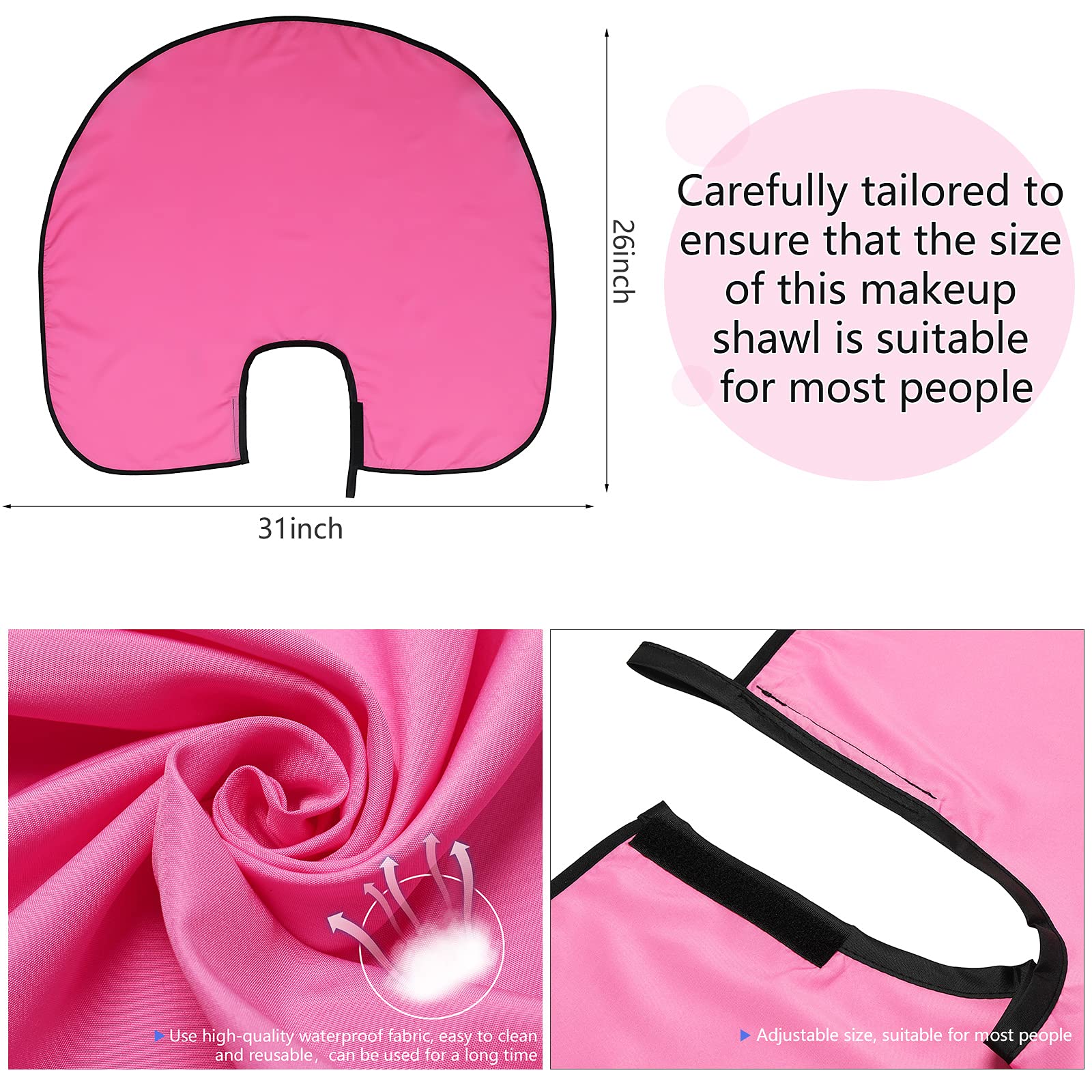 Geyoga short makeup cape pink neck closure demonstrates adjustable fit for women and men.