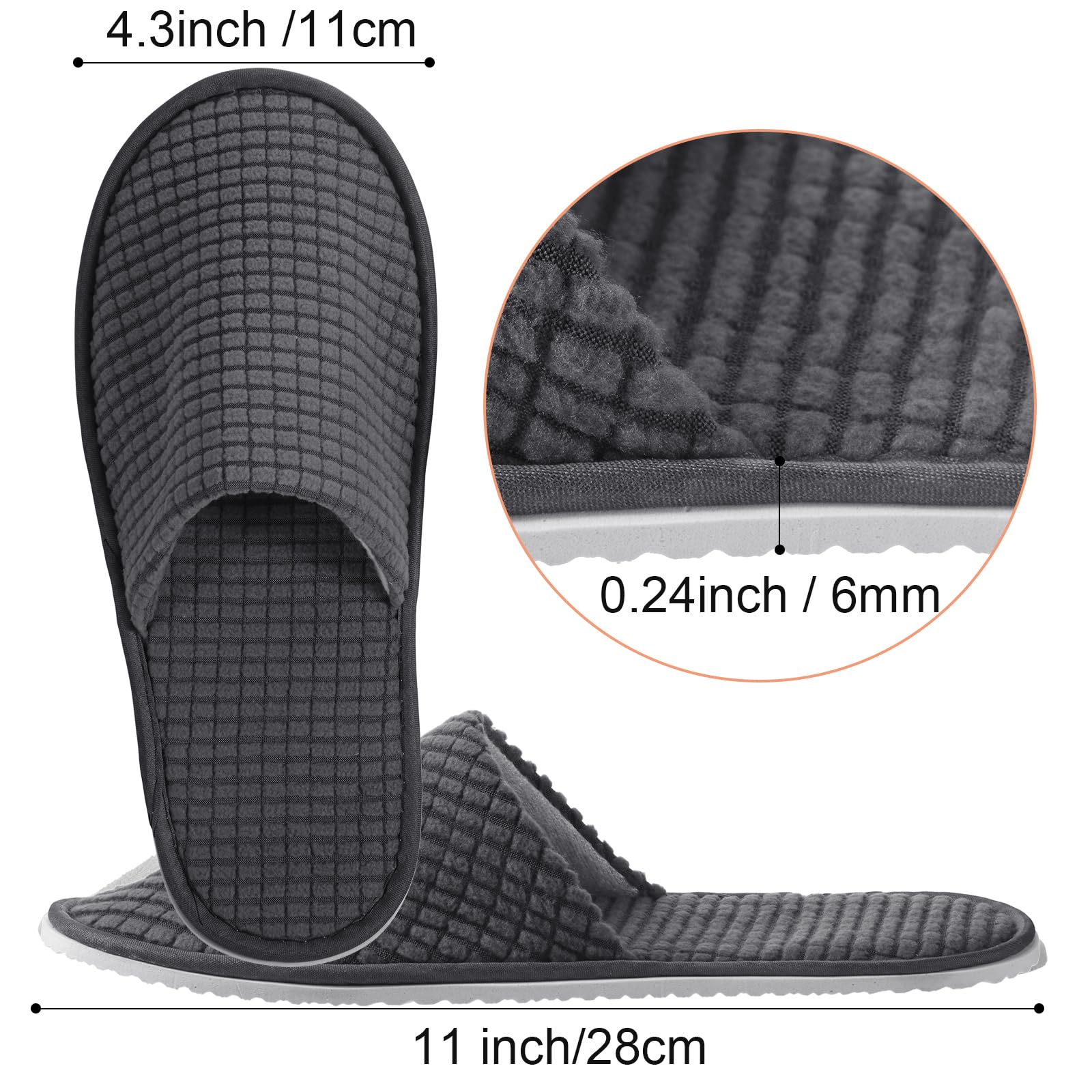 Geyoga gray slippers showcase soft toweling and comfortable fit for guests