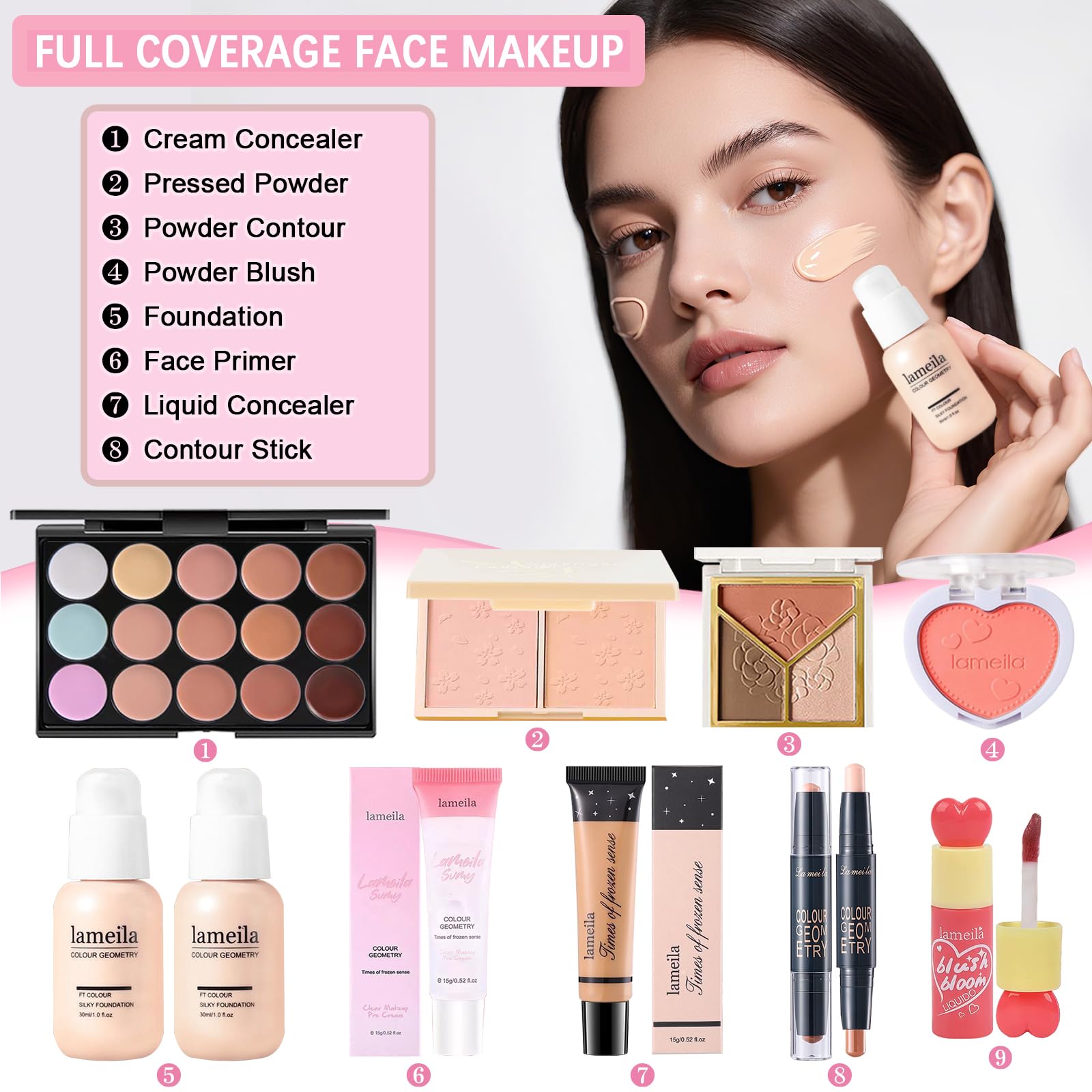 Geyomi All-in-One Makeup Kit mascara and eyeliner for defined eyes