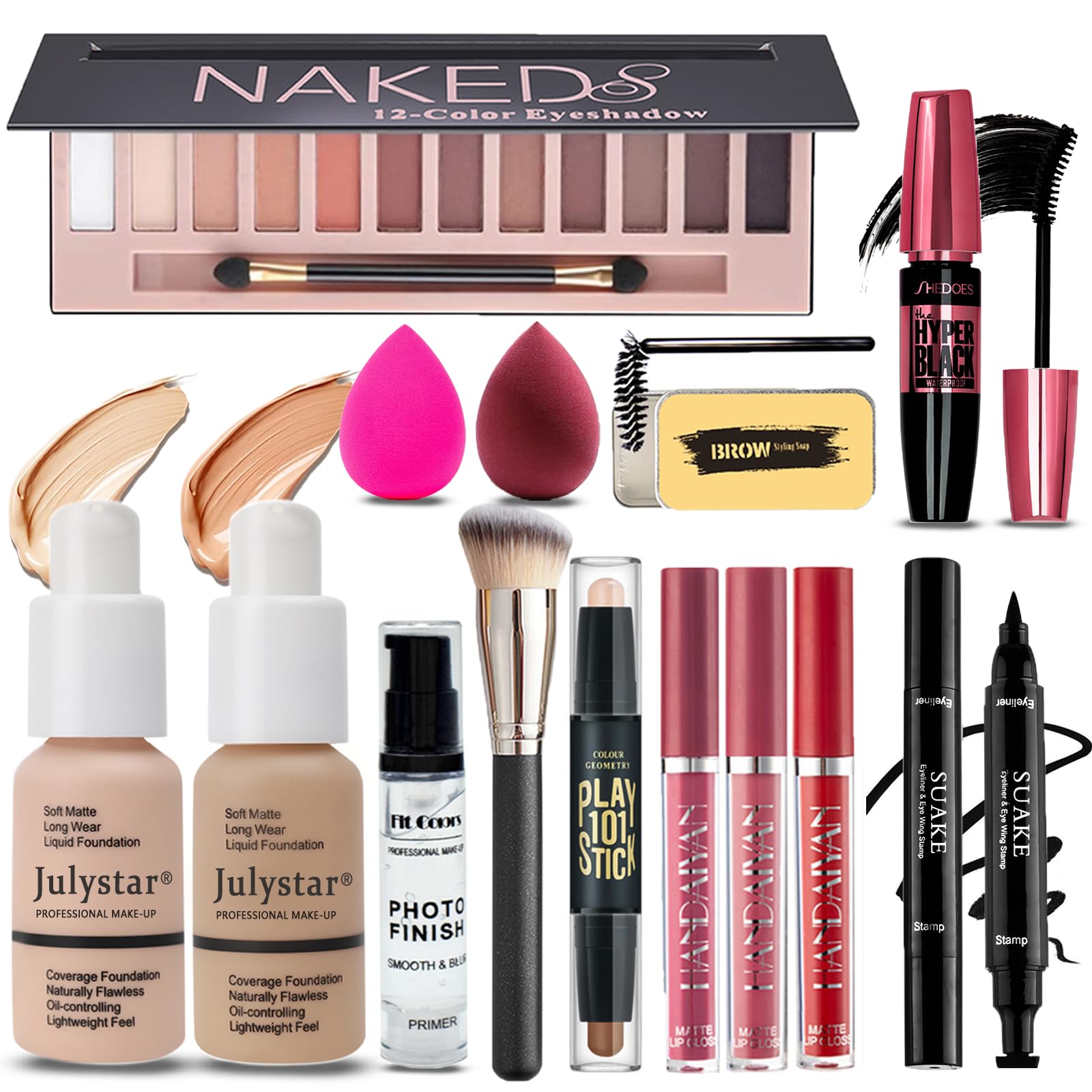 Geyomi all-in-one makeup kit 12-color eyeshadow palette for versatile eye looks.