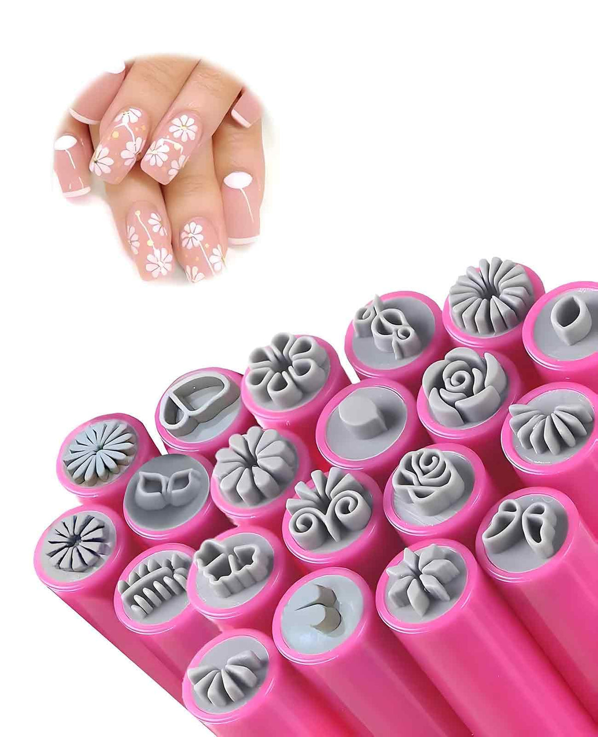 Geyynow nail art stamp pen showing 20 patterns for versatile DIY manicures.