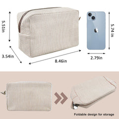 GFU cosmetic bag large storage brown back view reveals wide main compartment