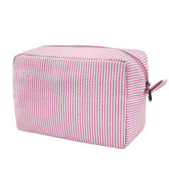 GFU cosmetic bag pink seersucker highlights portable organization for on-the-go styling