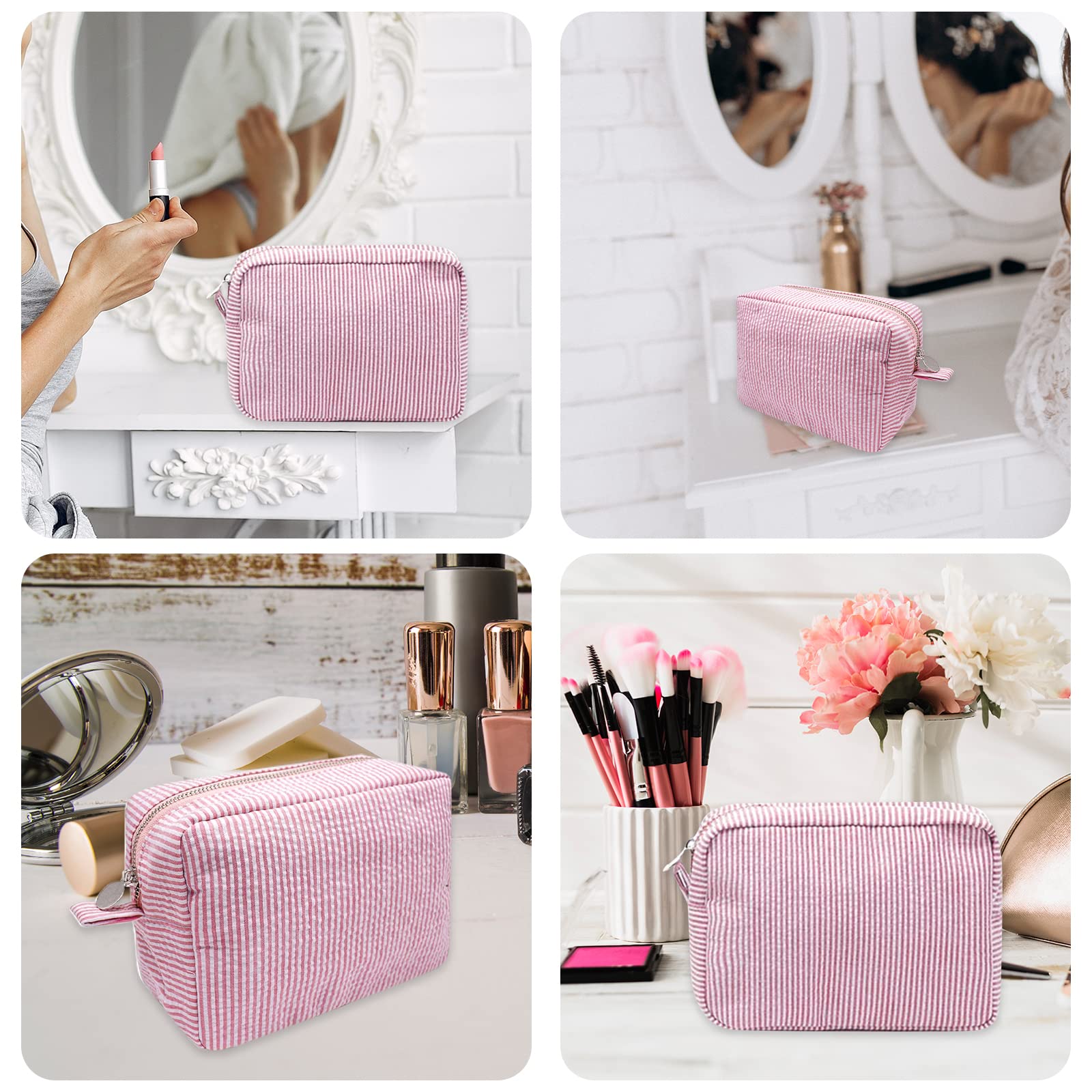 GFU cosmetic bag seersucker texture adds style and easy cleaning