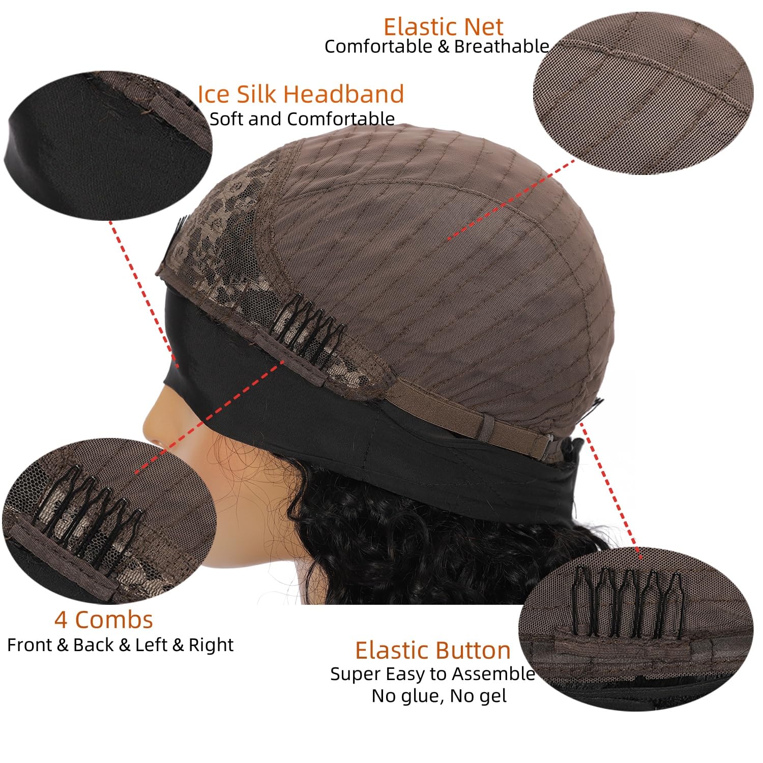 Ghaadd headband wig glueless wear-and-go cap enables quick styling