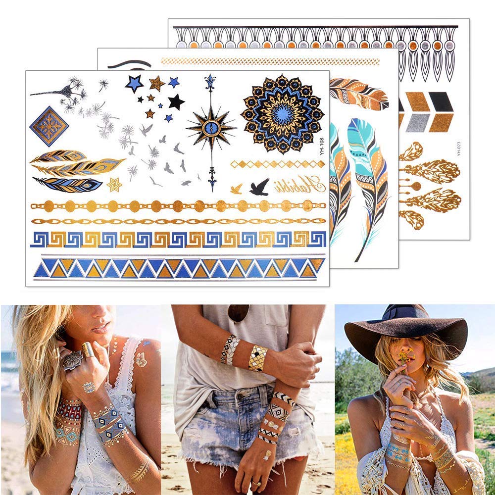GICUNK metallic bracelet tattoo pattern for chic wrist jewelry look