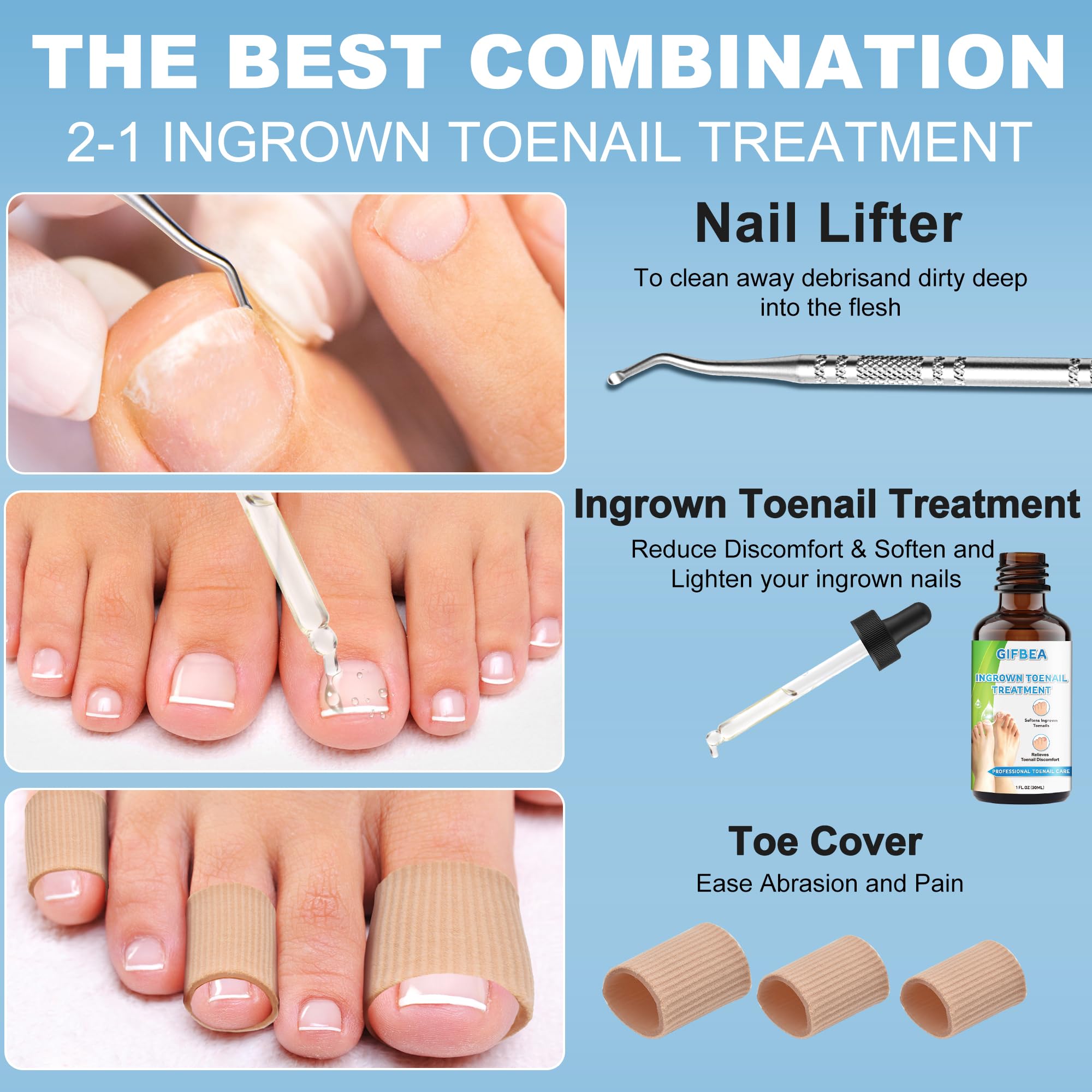GIFBEA Ingrown Toenail Drops application scene showing easy application to soften the nail area.