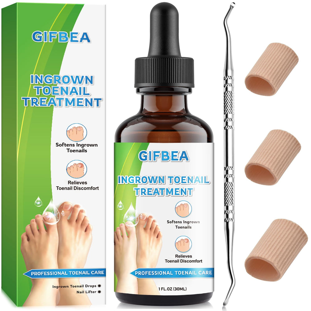 GIFBEA Ingrown Toenail Drops bottle in-hand for gentle relief before trimming.