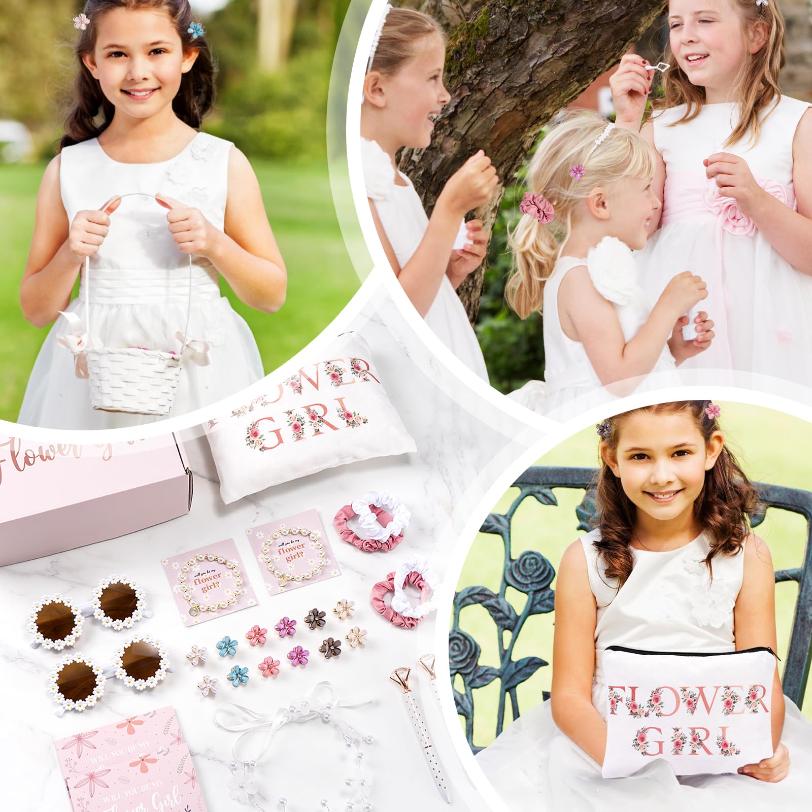 GiftSketch flower girl makeup bags canvas pouches for essentials