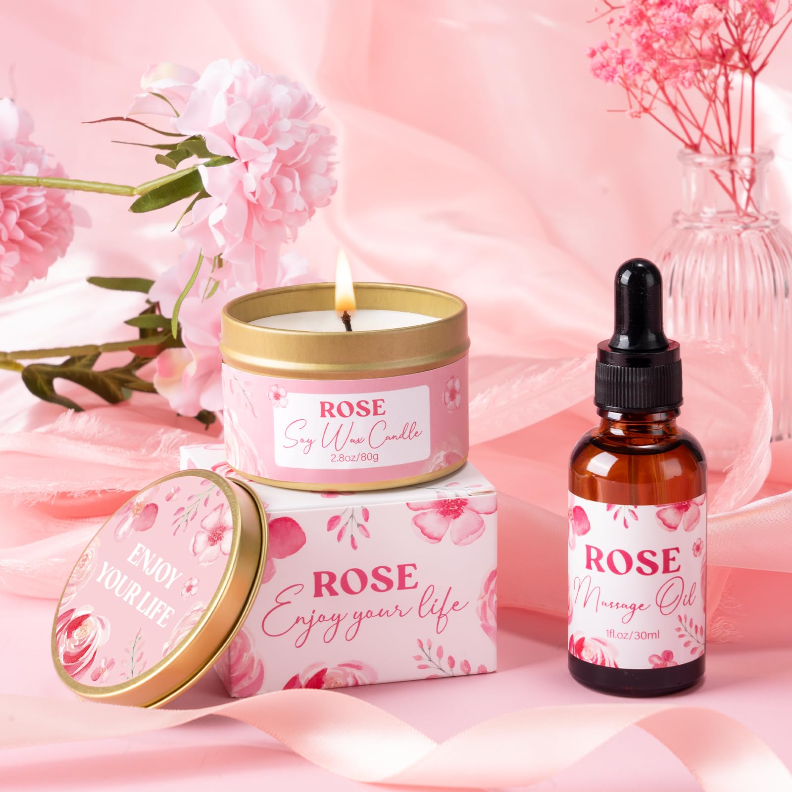 GiftPeak rose body lotion and hand cream visual—nourish skin after a bath