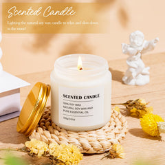 GiftPeak scented candle with soy wax for calming ambiance.