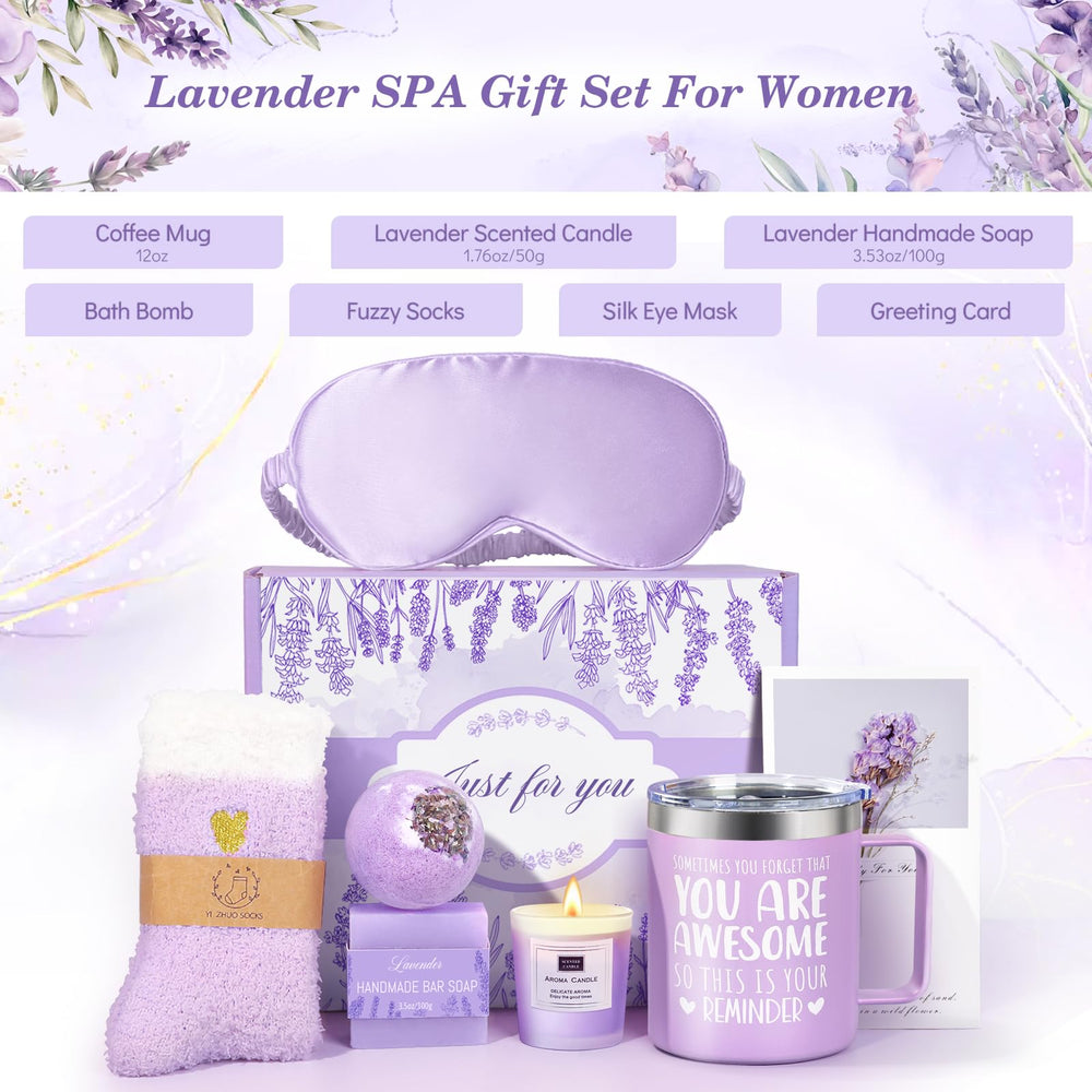 GiftPeak taza termica acero inoxidable lavanda, mantiene bebidas calientes por horas