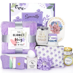 GiftPioneer birthday gift basket unboxing in a purple box conveys thoughtful care.