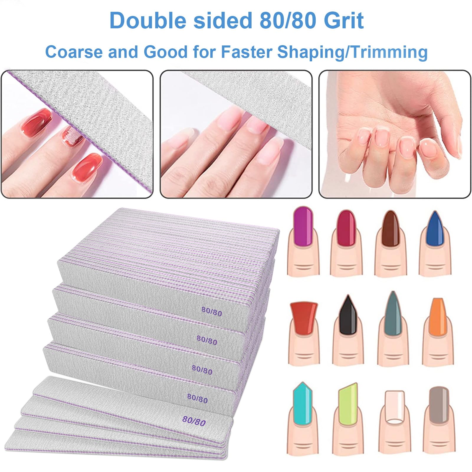 GigaGround 80/80 grit nail files pack back view showing robust surface