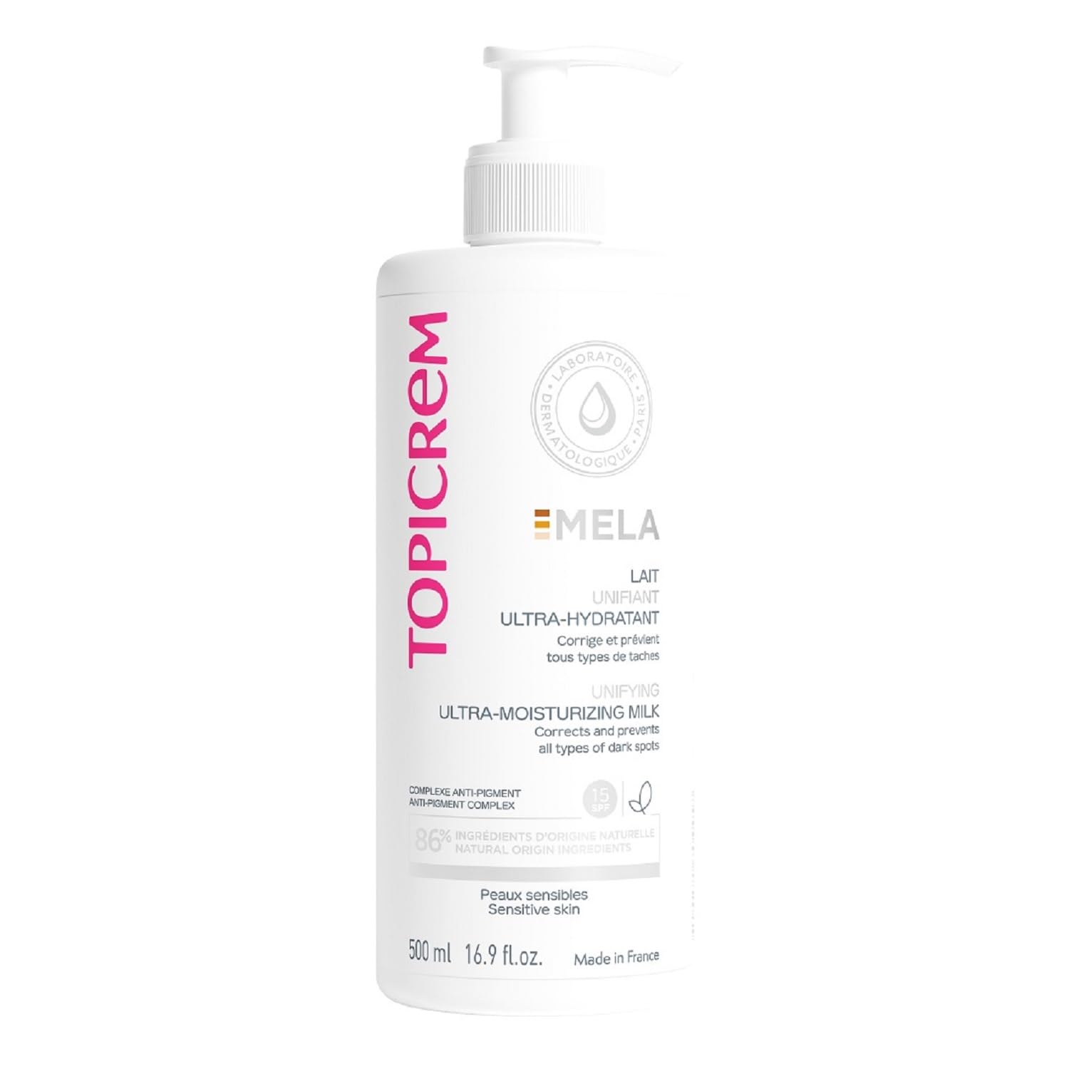 Topicrem GIGATEMP body milk pour demonstrates fast absorption for hydrated skin.