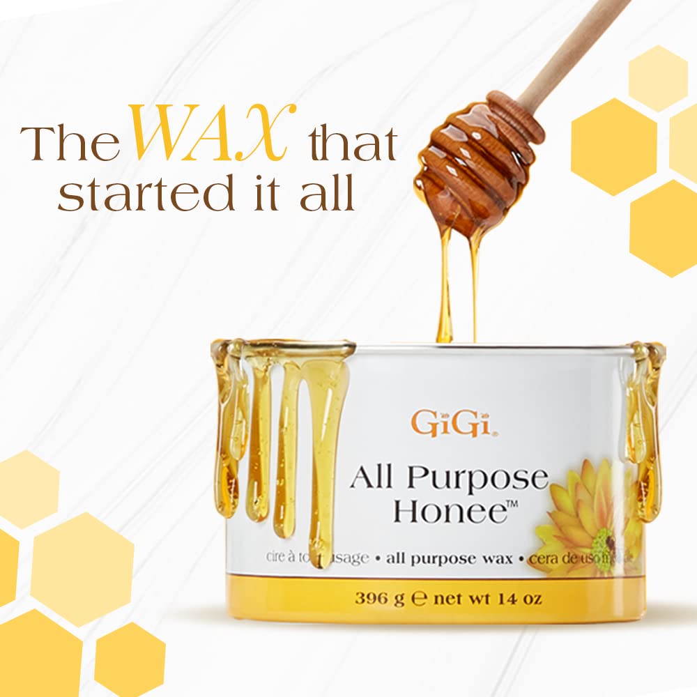 GIGI All Purpose Honee wax application close-up shows thin layer for effective removal