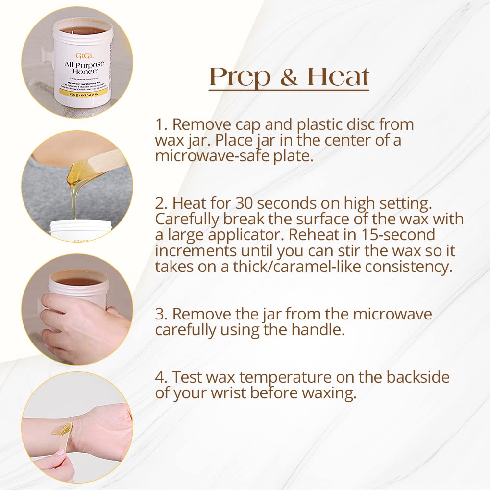 GIGI at-home waxing kit with holder simplifies warm wax sessions