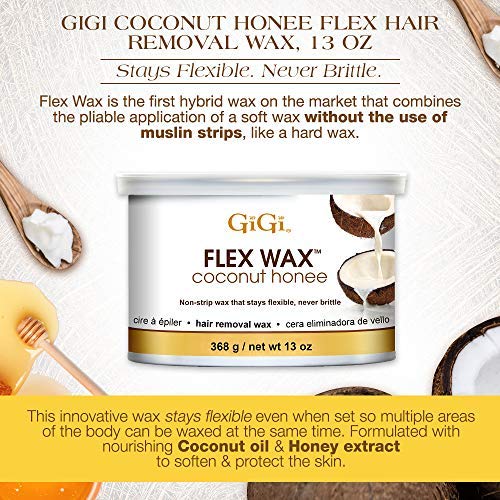 GIGI Coconut Honee Flex Wax suitable for sensitive skin use demonstrates gentle care