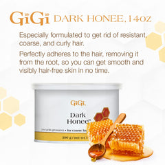 GIGI Dark Honee Soft Wax application spread showing even hair removal coverage.