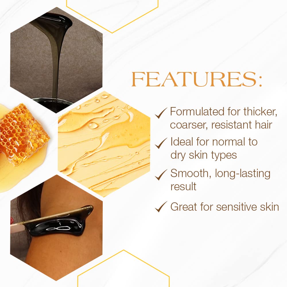 GIGI Dark Honee Soft Wax honey and castor oil infused texture for hydrated skin.