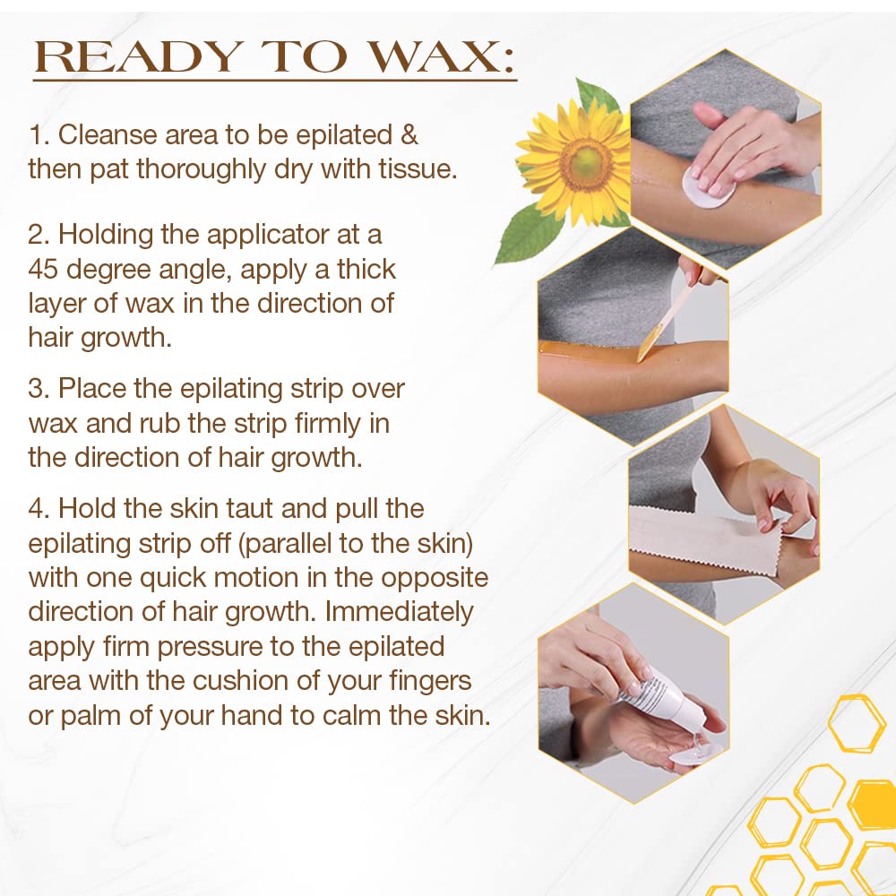 GIGI wax applied to face and legs for smooth, salon-like results