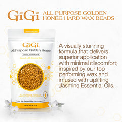 GIGI hard wax beads Golden Honee application smoothing shows pliable waxing ease