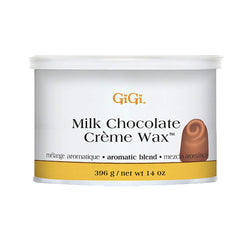 GiGi Milk Chocolate Crème Wax container shows creamy formula for smooth application.