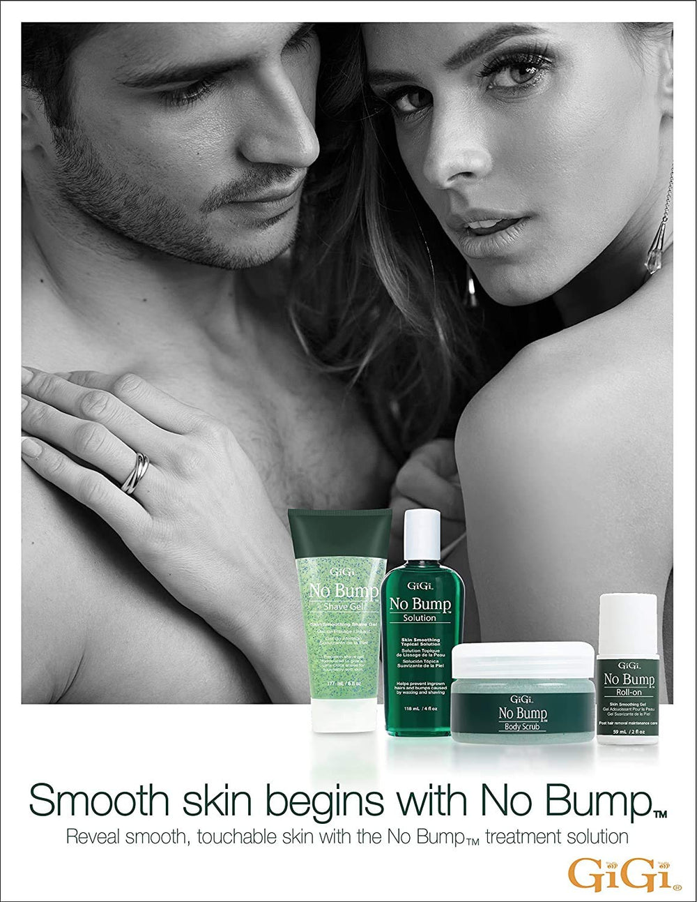 GIGI No Bump application after shaving conveys a calming post-removal effect.