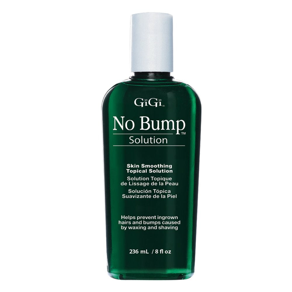 GIGI No Bump bottle application shows post-wax soothing and smoother skin.