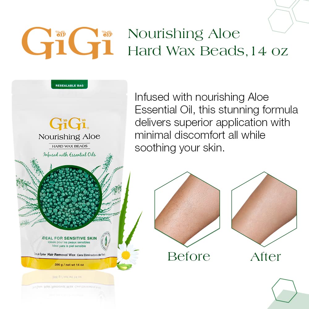 GiGi Nourishing Aloe hard wax beads closeup melting for smooth application