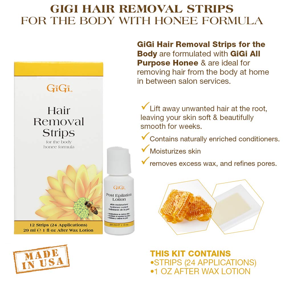 GIGI post-epilation lotion bottle supports residue removal after waxing.
