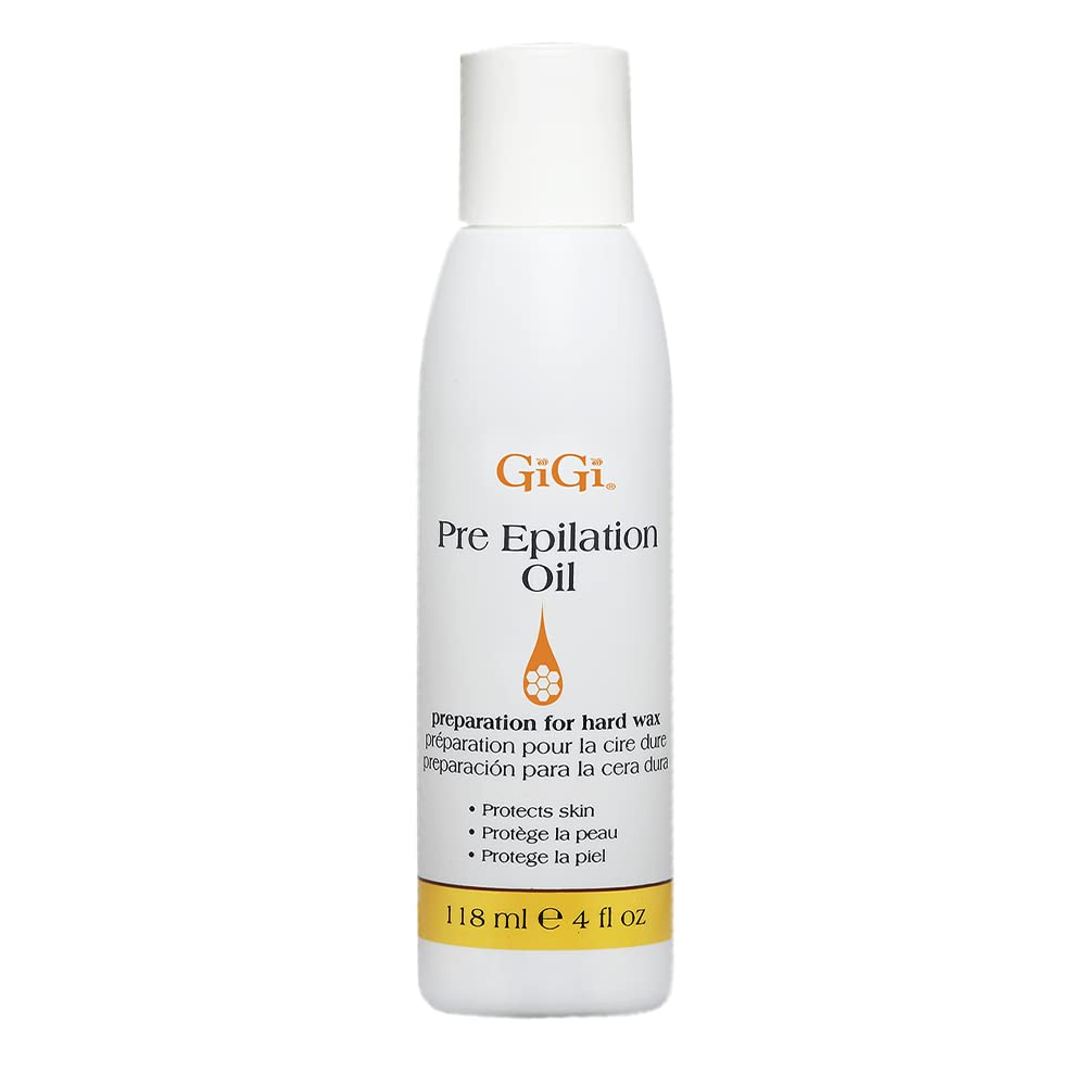 GIGI pre-wax epilation oil bottle-front ready for smooth waxing prep