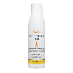 GIGI pre-wax epilation oil bottle-front ready for smooth waxing prep