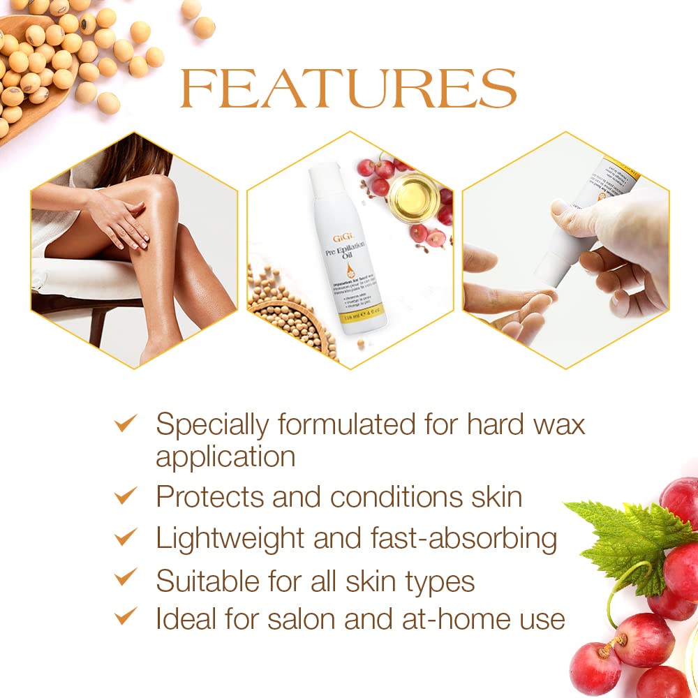GIGI pre-wax epilation oil skin-application demonstrating gentle prep