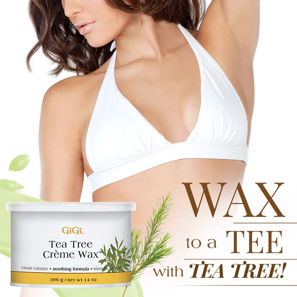 GIGI Tea Tree Creme Wax suitable for face and body waxing with soothing skin benefits