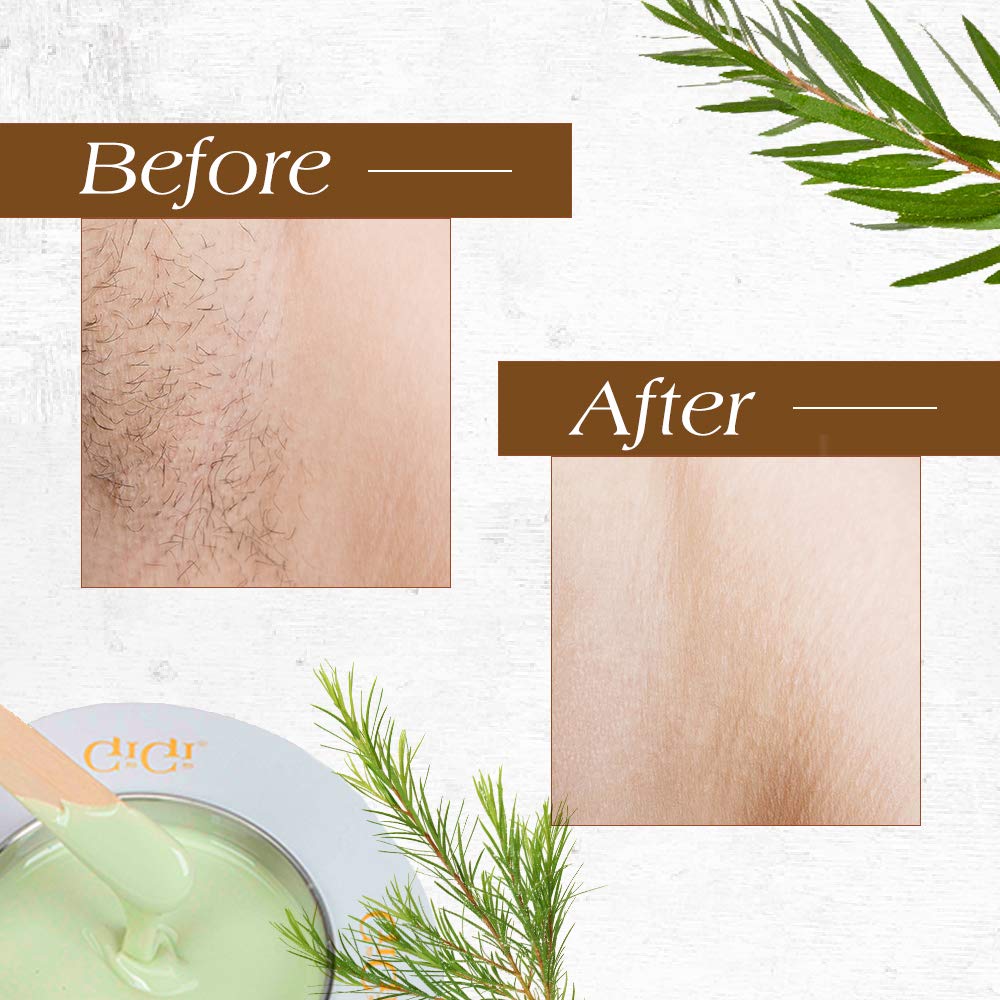GIGI Tea Tree Creme Wax removal strip in action for quick, comfortable waxing