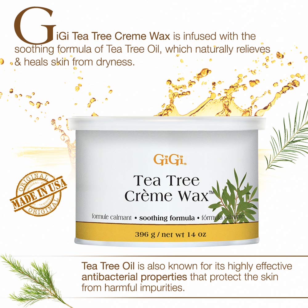 GIGI Tea Tree Creme Wax soft consistency enables easy facial and body waxing