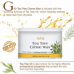 GIGI Tea Tree Creme Wax soft consistency enables easy facial and body waxing