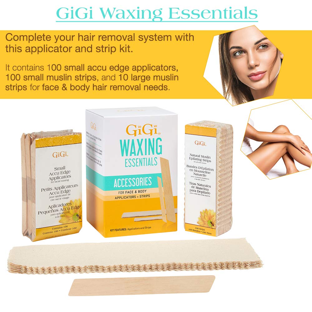 GIGI wax strips in small and large muslin pack ready for smooth removal.