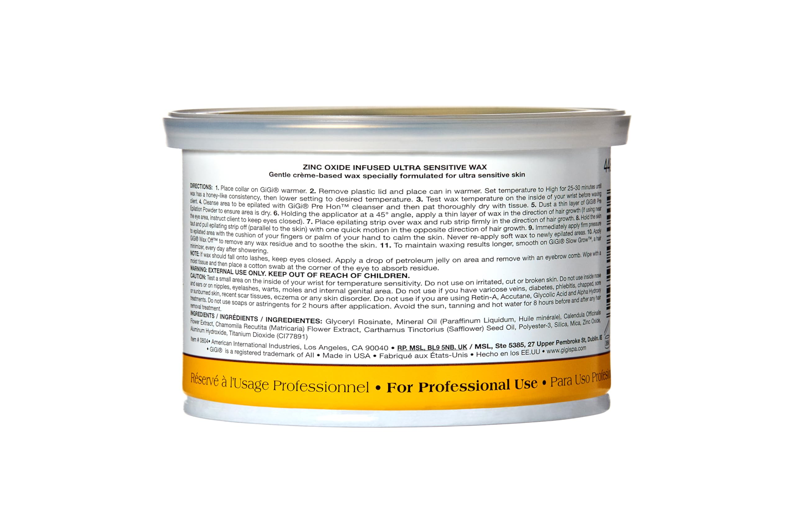 GIGI Zinc Oxide packaging 13 oz for long-lasting use.
