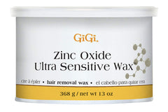 GIGI Zinc Oxide wax tub close-up showing barrier protection for delicate skin.
