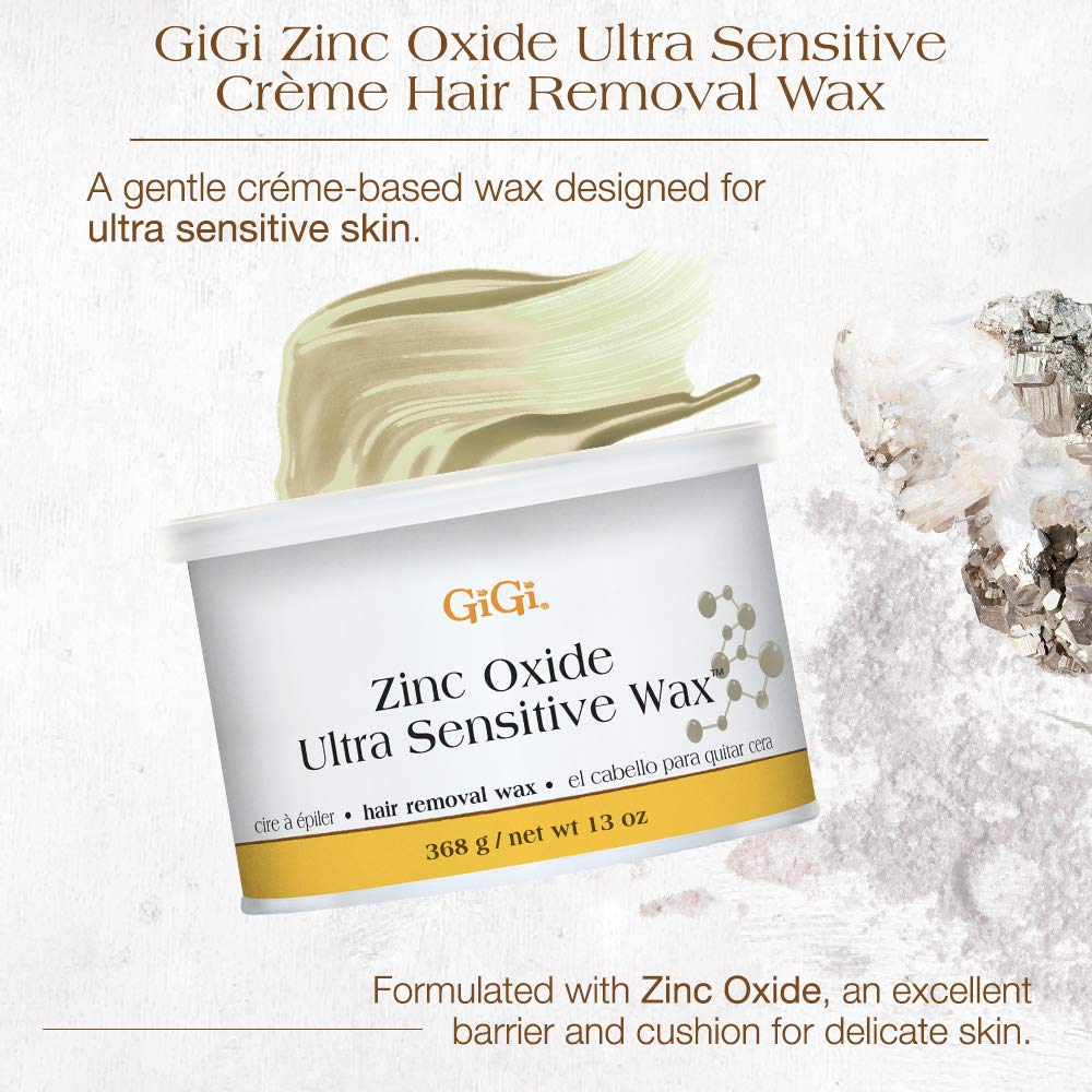 GIGI Zinc Oxide wax warmer illustrating gentle, skin-friendly hair removal.