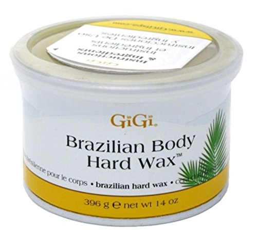 GiGi Brazilian Body Hard Wax tin front reveals trusted formula for sensitive-area waxing.