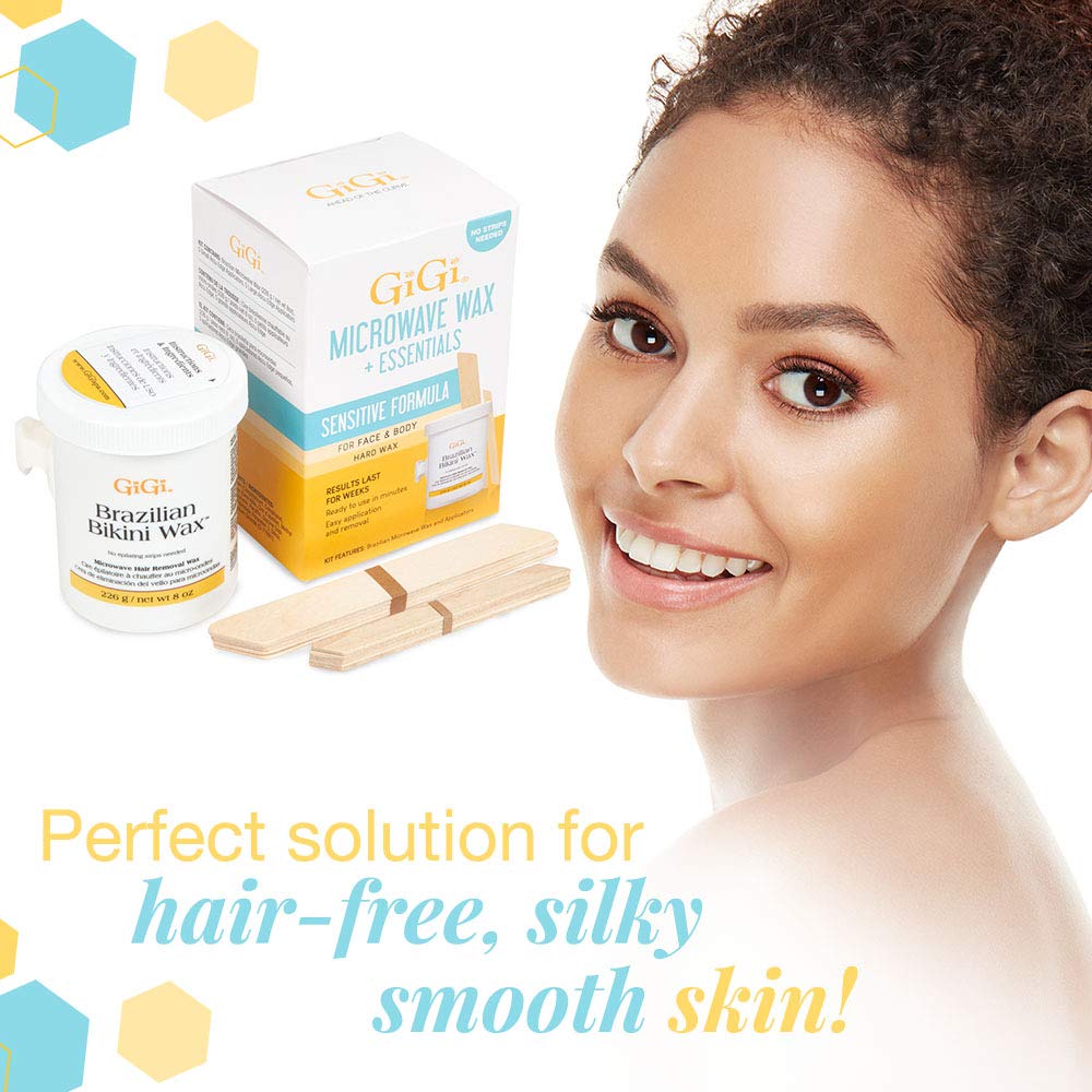 GiGi Brazilian Microwave Wax Kit applicators for precise bikini area waxing.