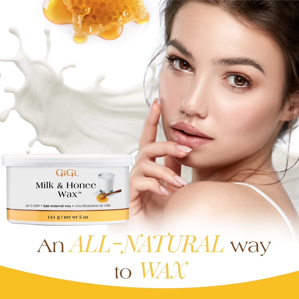 GiGi Honee wax for facial use demonstrates gentle application.
