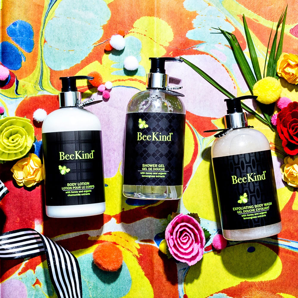 Gilchrist & Soames BeeKind bathroom scene promotes a spa-like shower routine at home.