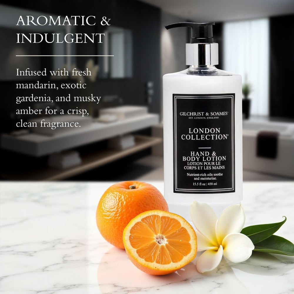 Gilchrist & Soames London aroma with mandarin and gardenia for calming daily ritual.
