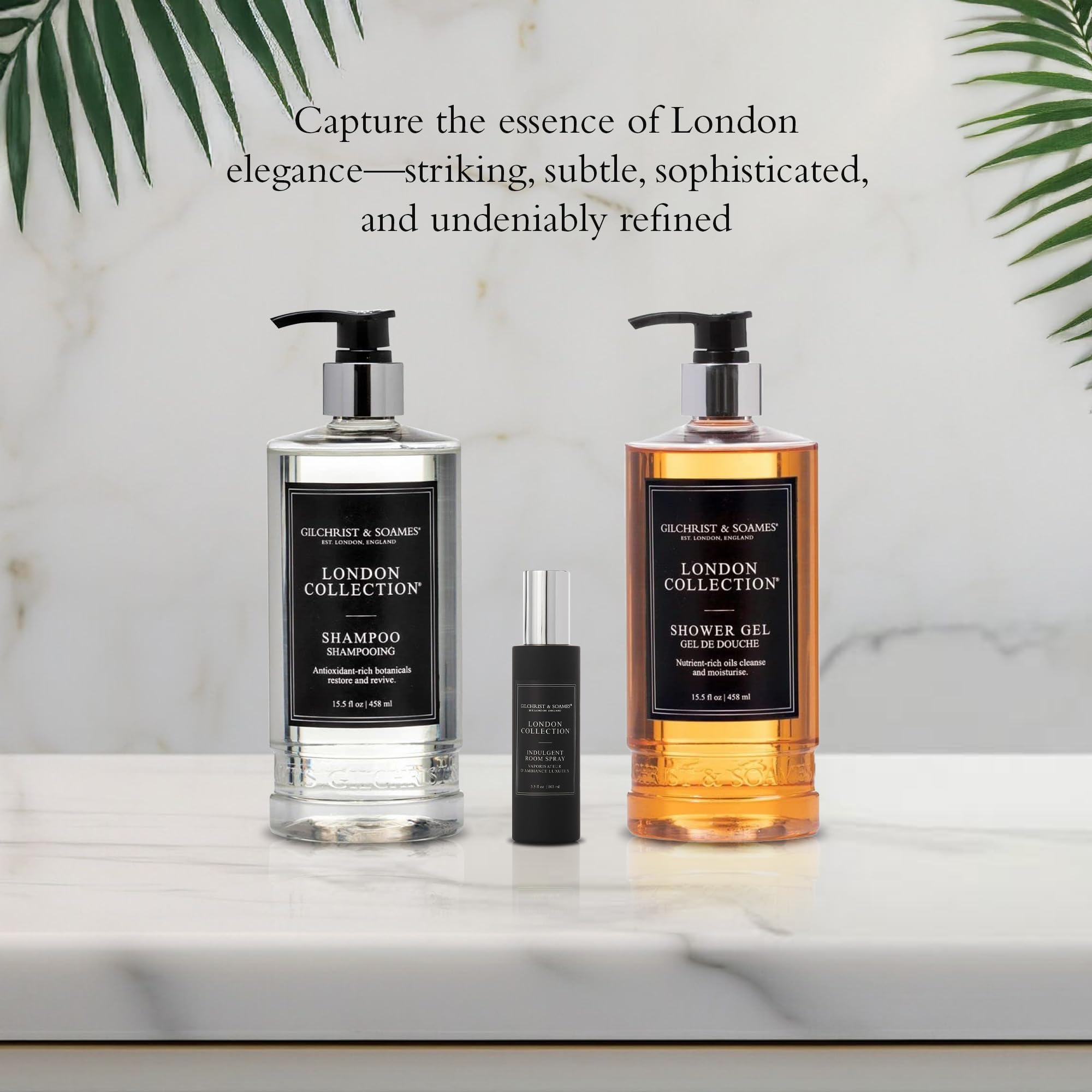 Gilchrist & Soames London Collection at bathroom setting for daily use.